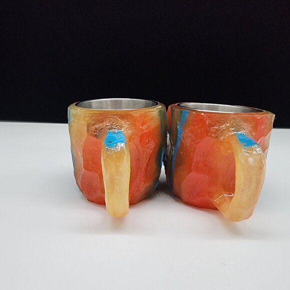 Mineral Crystal Resin Mugs Multi-Colored Mineral Crystal Coffee Mug Lot of 2 - Picture 6 of 8